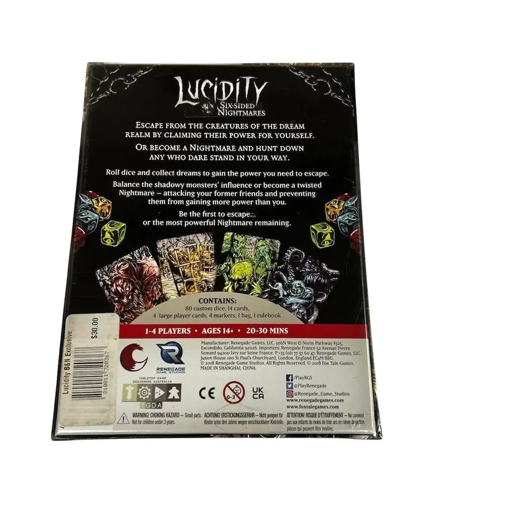 Lucidity: Six-Sided Nightmares Board Game by Renegade 1-4 Players Age 14+